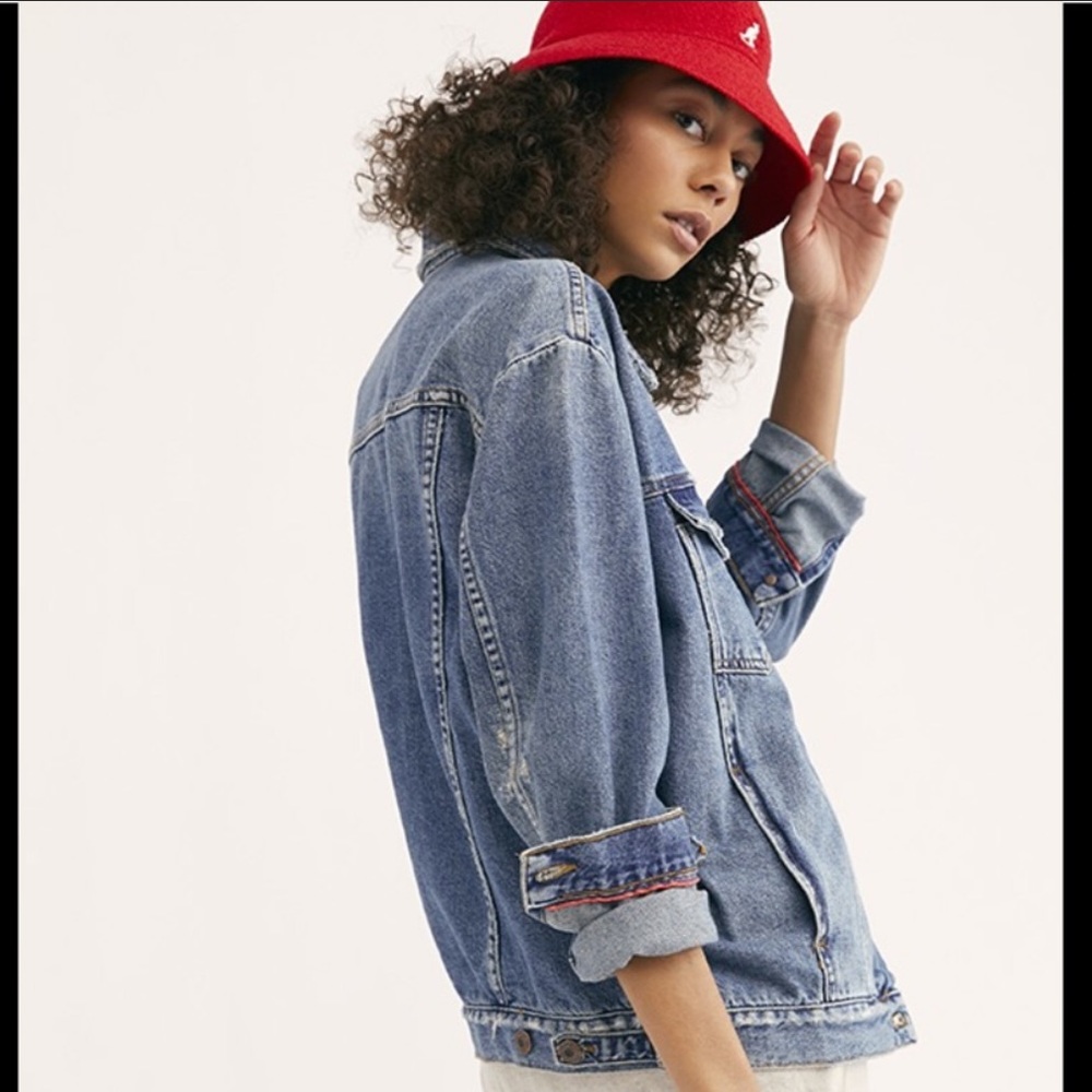 Free People Oversized Distressed Denim Jacket - Picture 3 of 16